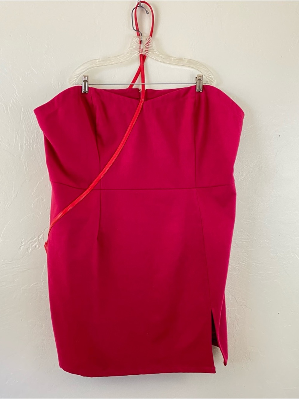 Fashion Brand Company 4X Cherry Red Strapless Sweetheart Purse Belted Mini Dress
